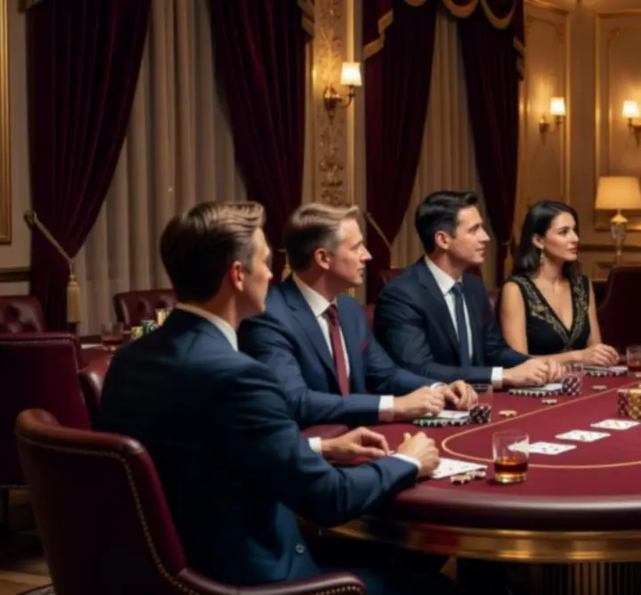 Elegancki wieczór pokerowy z gośćmi przy profesjonalnym stole
